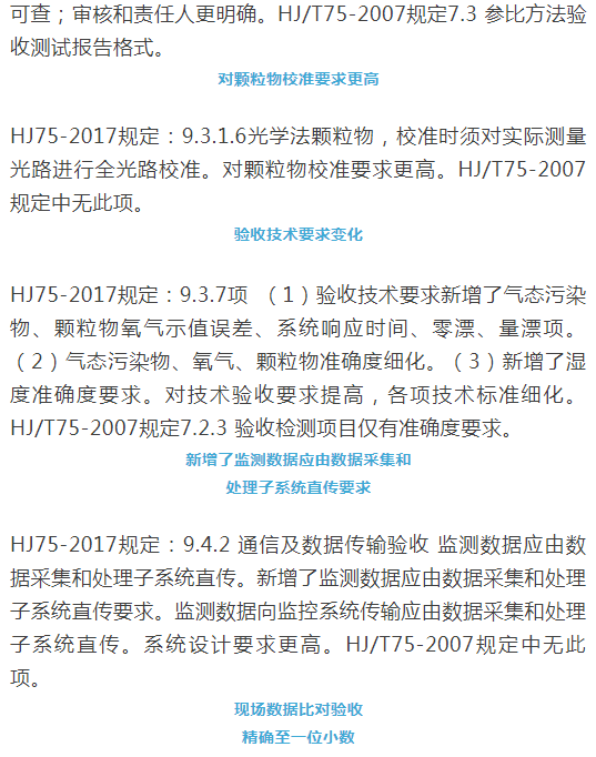 煙氣（so2，nox，顆粒物）排放連續(xù)監(jiān)測(cè)技術(shù)規(guī)范 HJ75-2017與HJ/T75-2007標(biāo)準(zhǔn)究竟有何不同